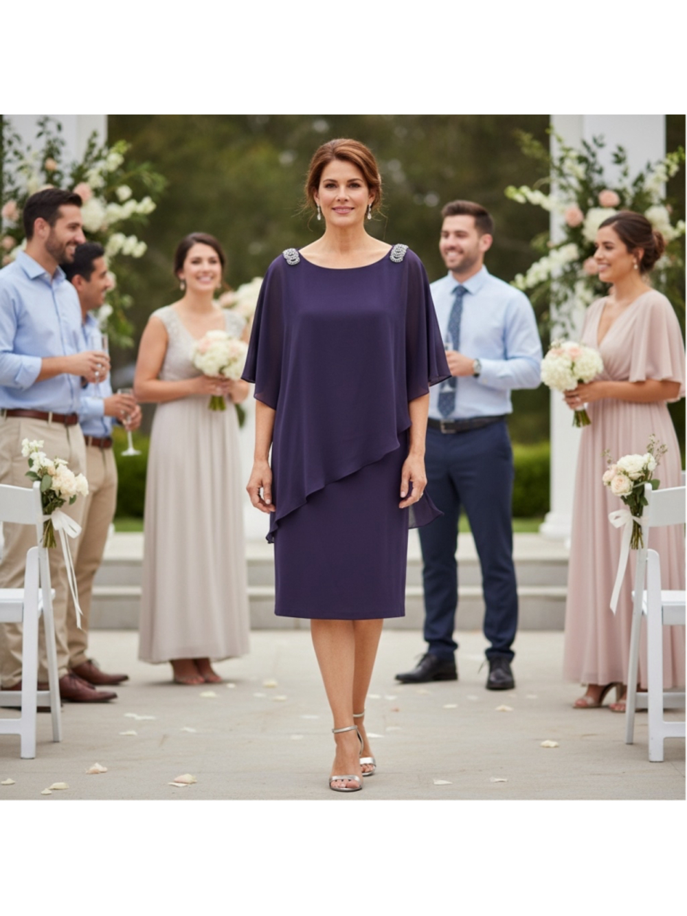 Scarlett Eggplant Chiffon Dress with rhinestones Size 10 NWT